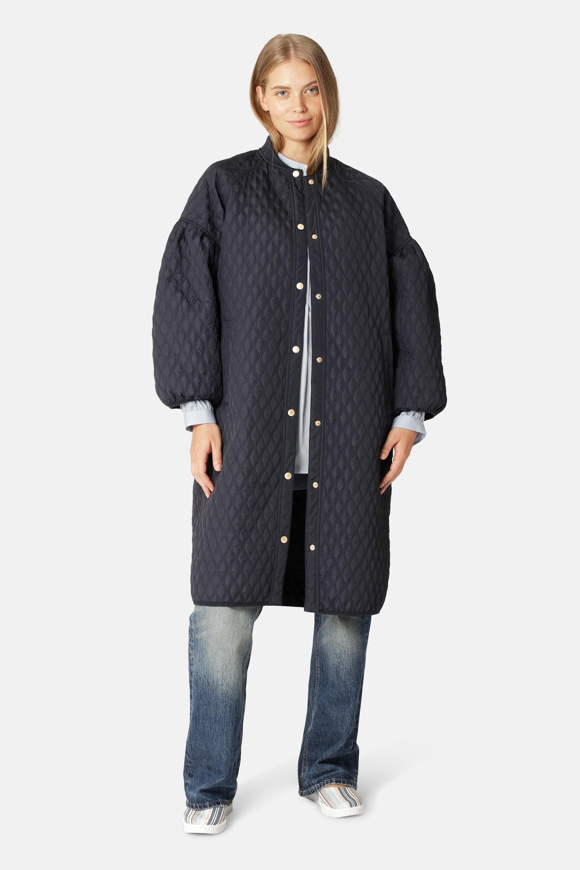 Lang Vattert Jakke - Dark Indigo